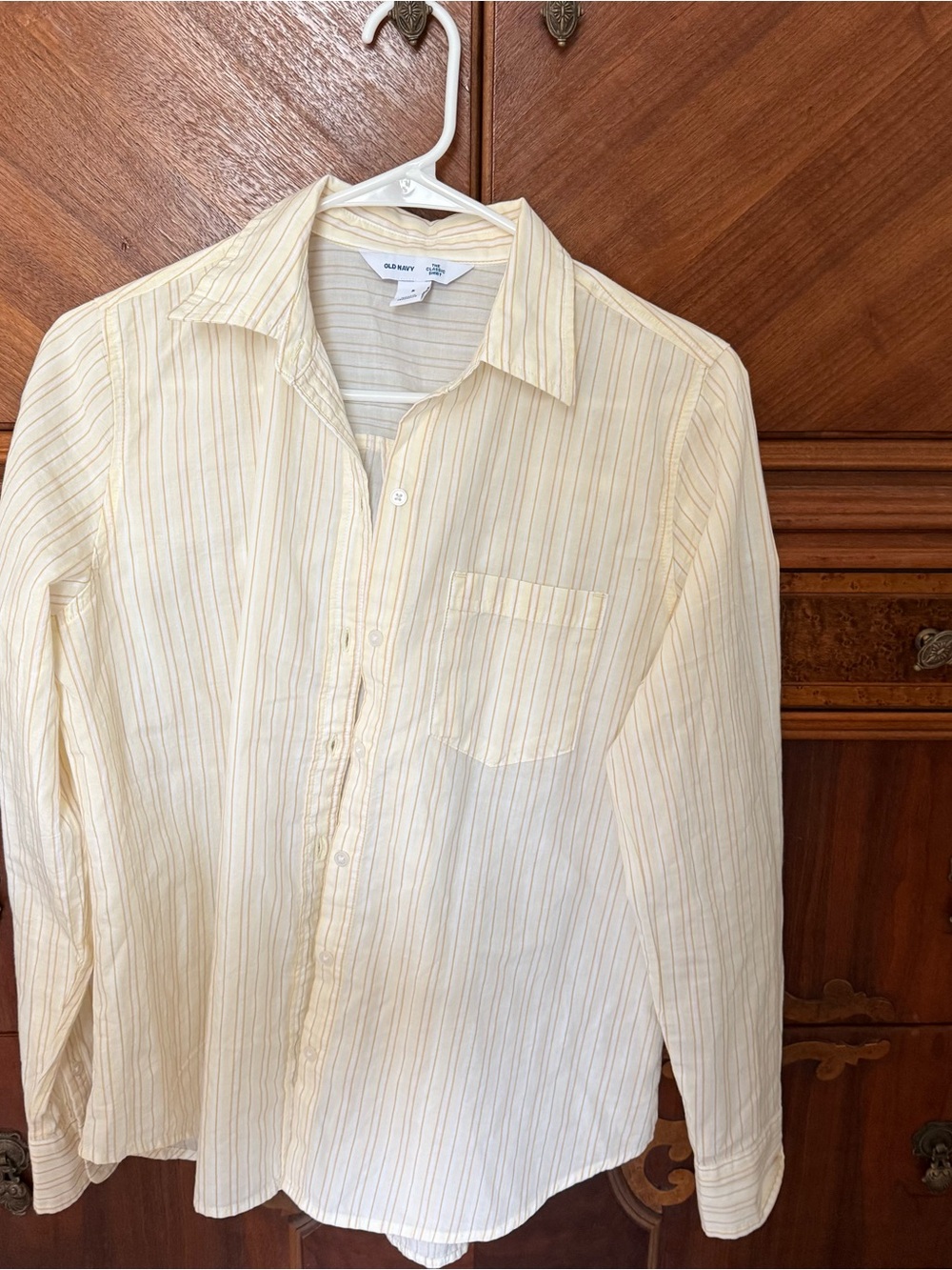 Old Navy women’s Light yellow Striped Button-Down Shirt